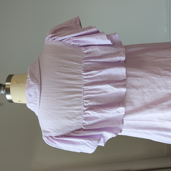 Zara Ruffle Button Down Shift Mini Shirtdress Purple S cottagecore summer linen - Picture 5 of 9